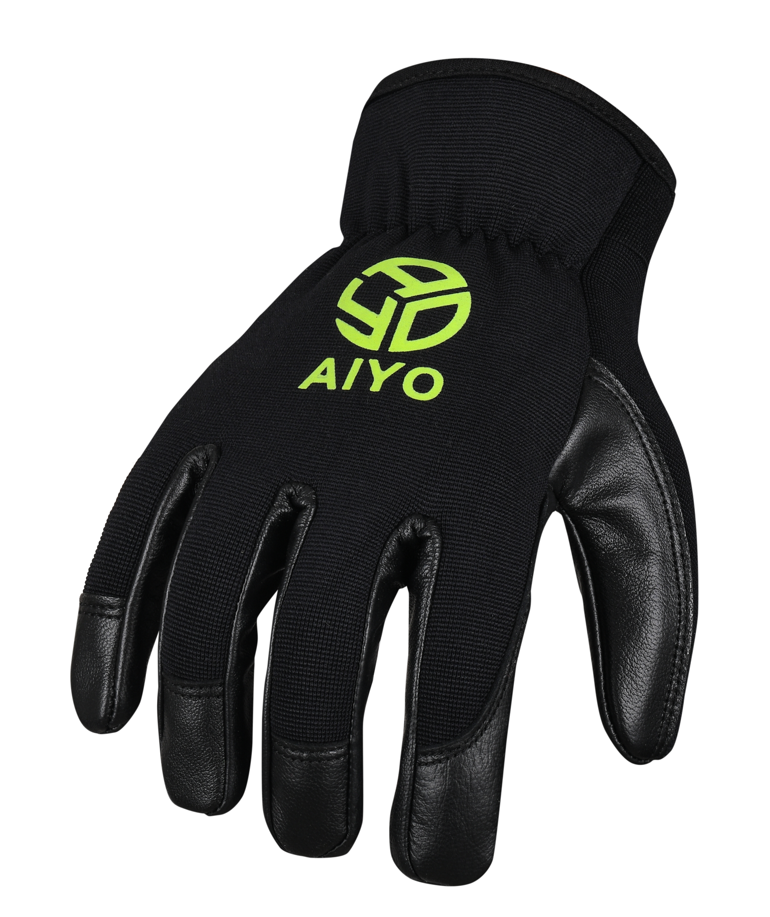 Onyx Safety Gloves Durable Black Natural Goat Skin With Stretch Fabric Comfortable Multi Purpose DIY Building Construction Gardening Safety Gloves AIYO SHOES   