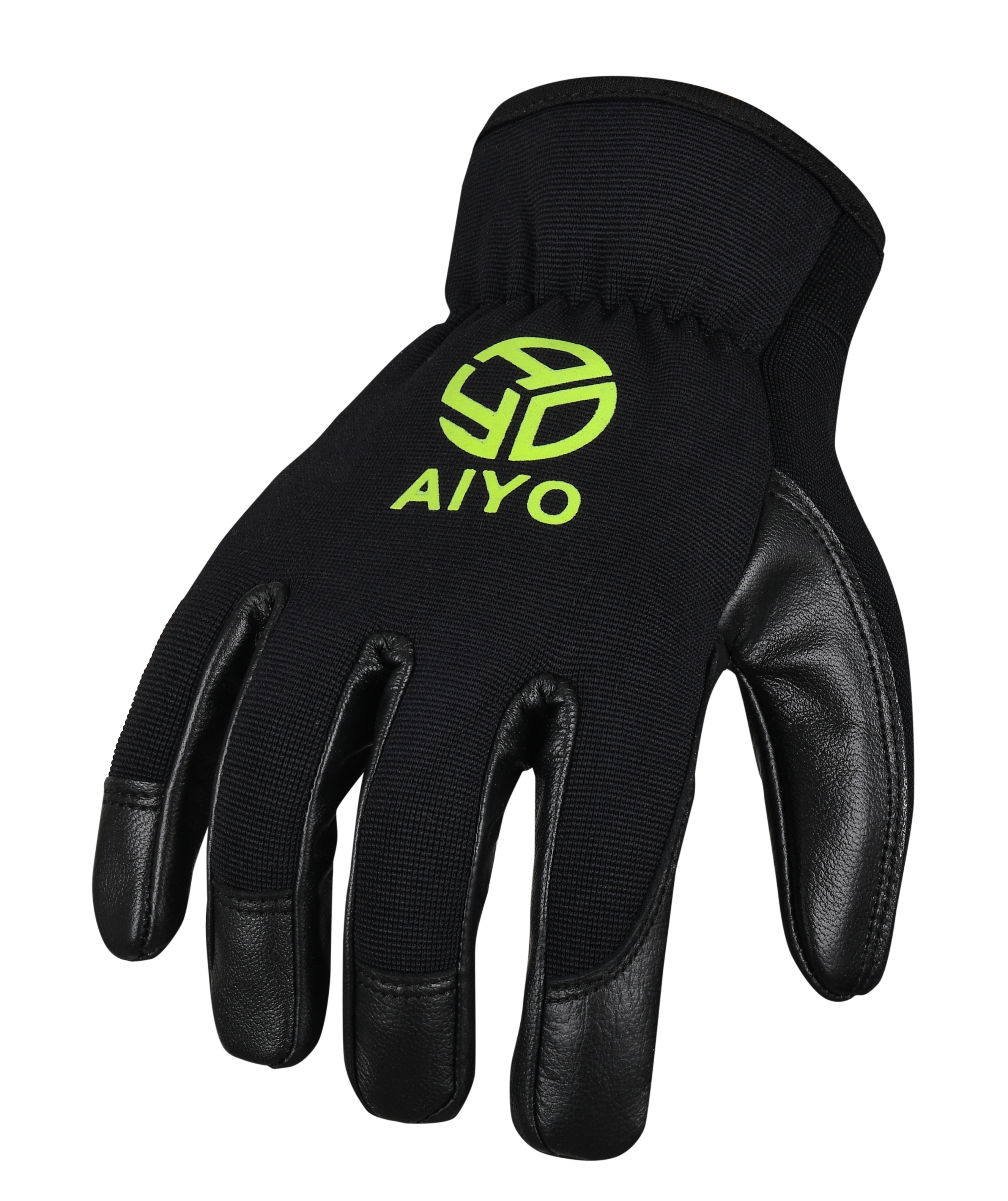 Onyx Safety Gloves Durable Black Natural Goat Skin With Stretch Fabric Comfortable Multi Purpose DIY Building Construction Gardening Safety Gloves AIYO SHOES   