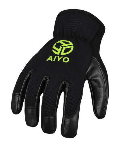 Onyx Safety Gloves Durable Black Natural Goat Skin With Stretch Fabric Comfortable Multi Purpose DIY Building Construction Gardening Safety Gloves AIYO SHOES   