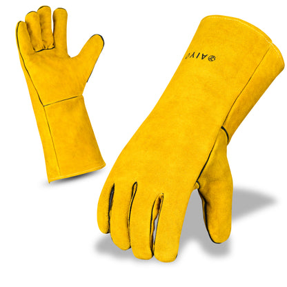 Velda Fire Safety Glove BBQ Welding Gauntlets Tan Full Sleeve Glove Safety Gloves AIYO SHOES   