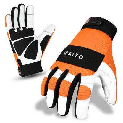 Chainsaw Gloves 12-Layer Protection on Left Hand, Safety Forestry Work Gloves Safety Gloves AIYO SHOES Large - Size 10  