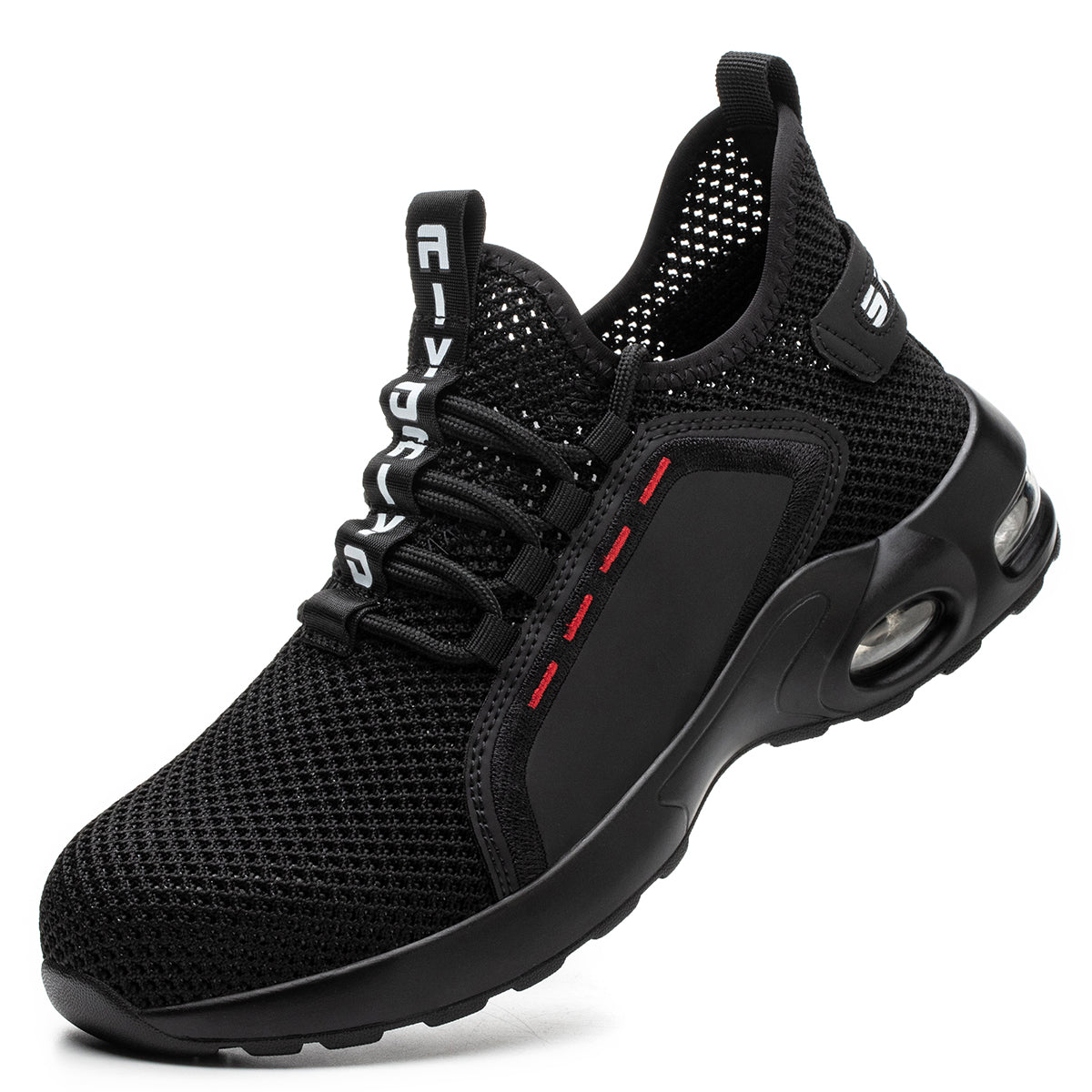 Black steel outlet toe cap trainers